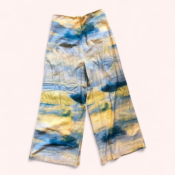Adrienne Landau Blue Yellow Watercolor Wide Leg Pant Set NWOT Size S Resort - Picture 5 of 15